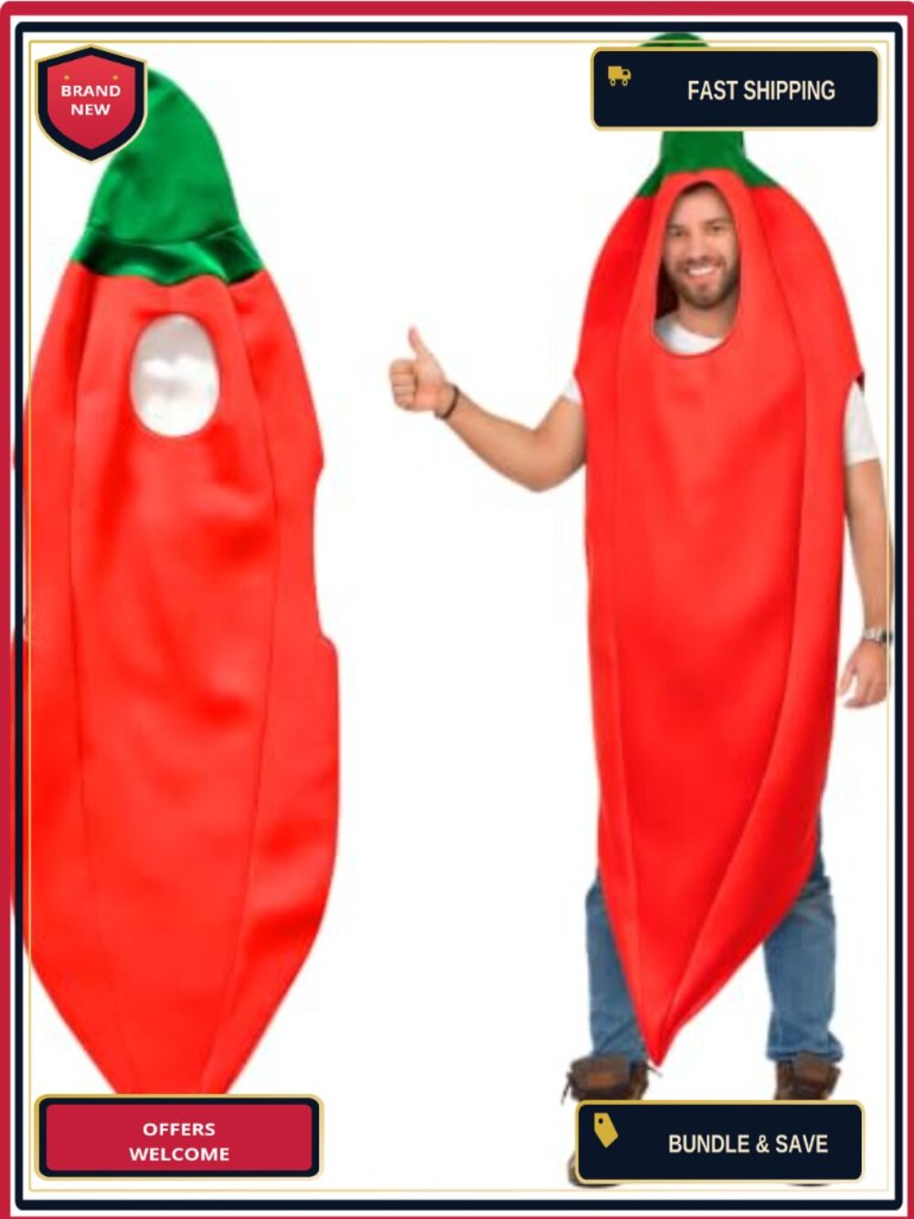 Adult Chili Pepper Costume Pullover Men Women Halloween Party